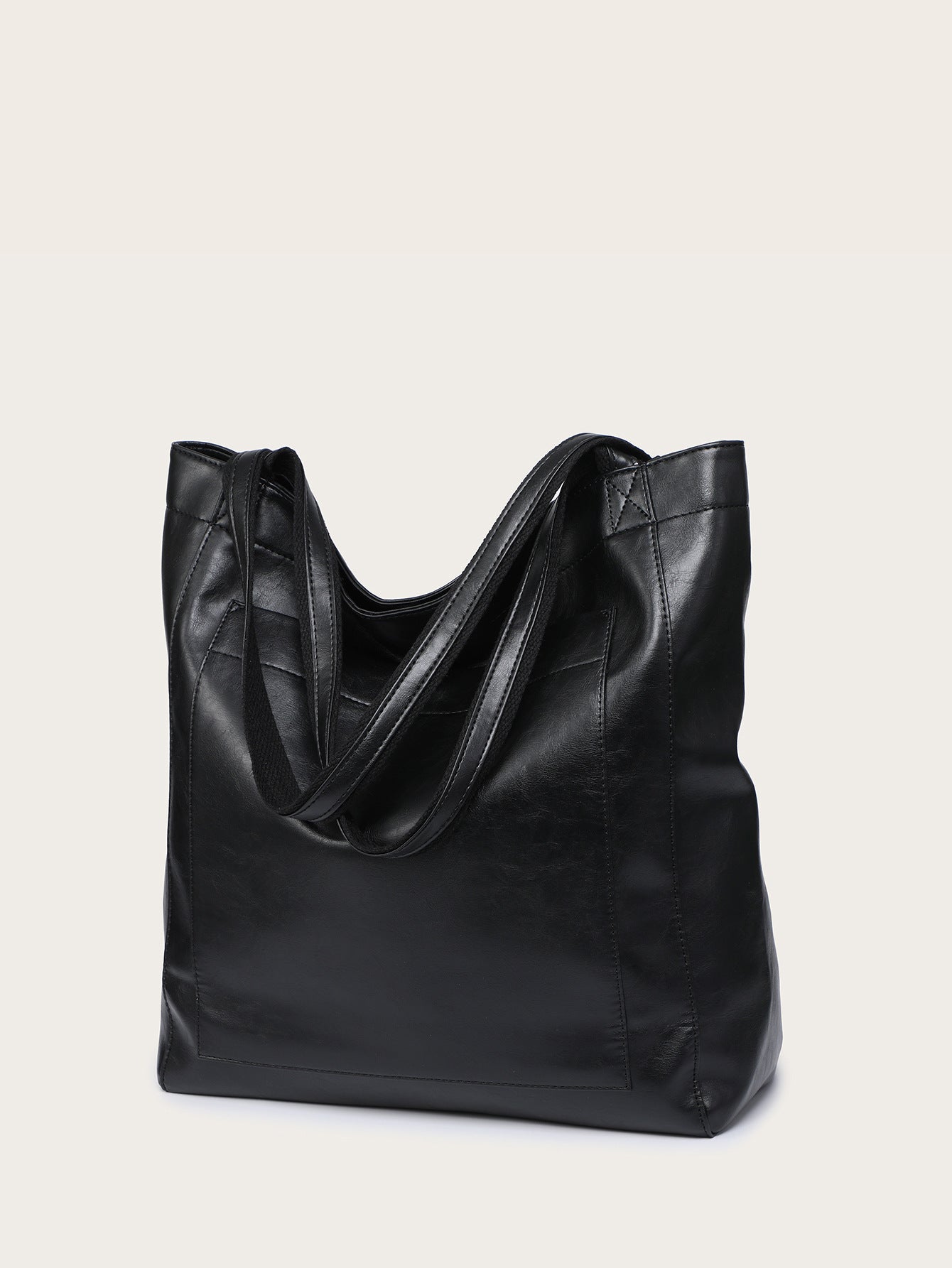 Vintage Soft Leather Tote Bag with Pocket Large Capacity