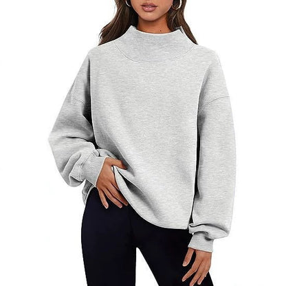 Women's Oversized Mock Neck Sweatshirt Pullover