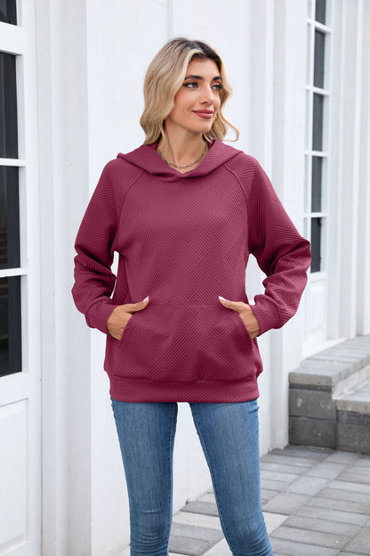 Women's Oversized Textured Hoodie Pullover with Pocket