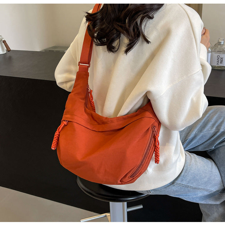 Black Crossbody Moon Sling Bag Casual Nylon Shoulder Purse