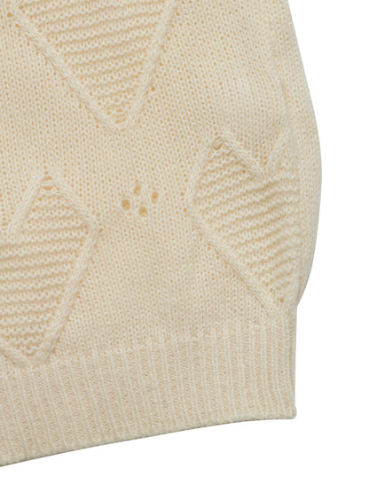 Valentine Heart Pointelle Crew Neck Knit Sweater