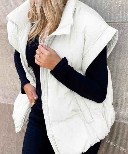 Women's Oversized Longline Puffer Vest Zip Up Pockets