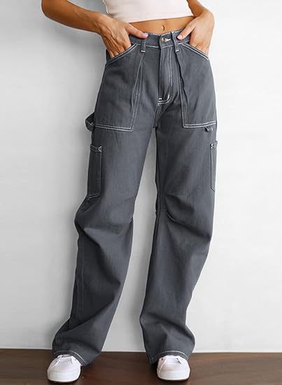 Women's High Waist Loose Cargo Pants with Pockets Streetwear