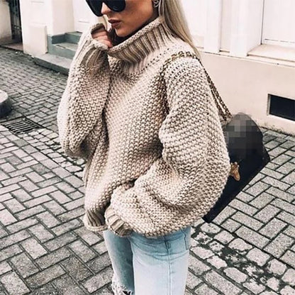 Women's Chunky Oversized Turtleneck Batwing Sweater
