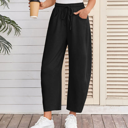 Drawstring Pocket Cropped Jogger Pants Casual Street Style
