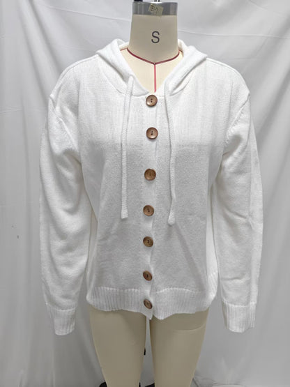 Women's Hooded Button Up Knit Cardigan Sweater