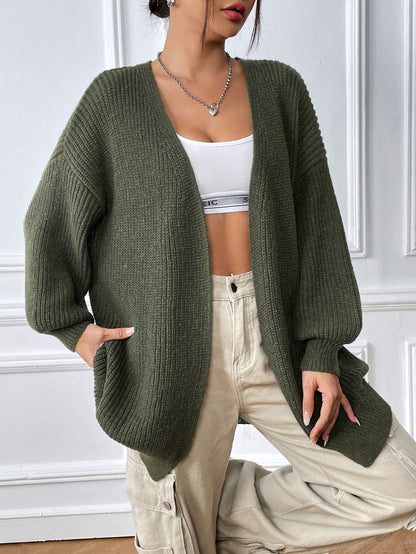 Women's Simple Casual Cardigan Solid Color Long-sleeved Jacket
