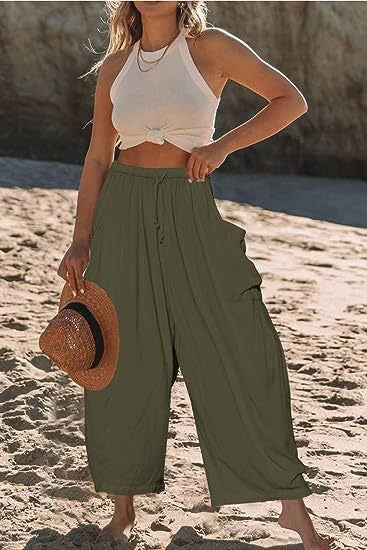 Wide Leg Linen Pants Women's High Waist Casual Loose Fit