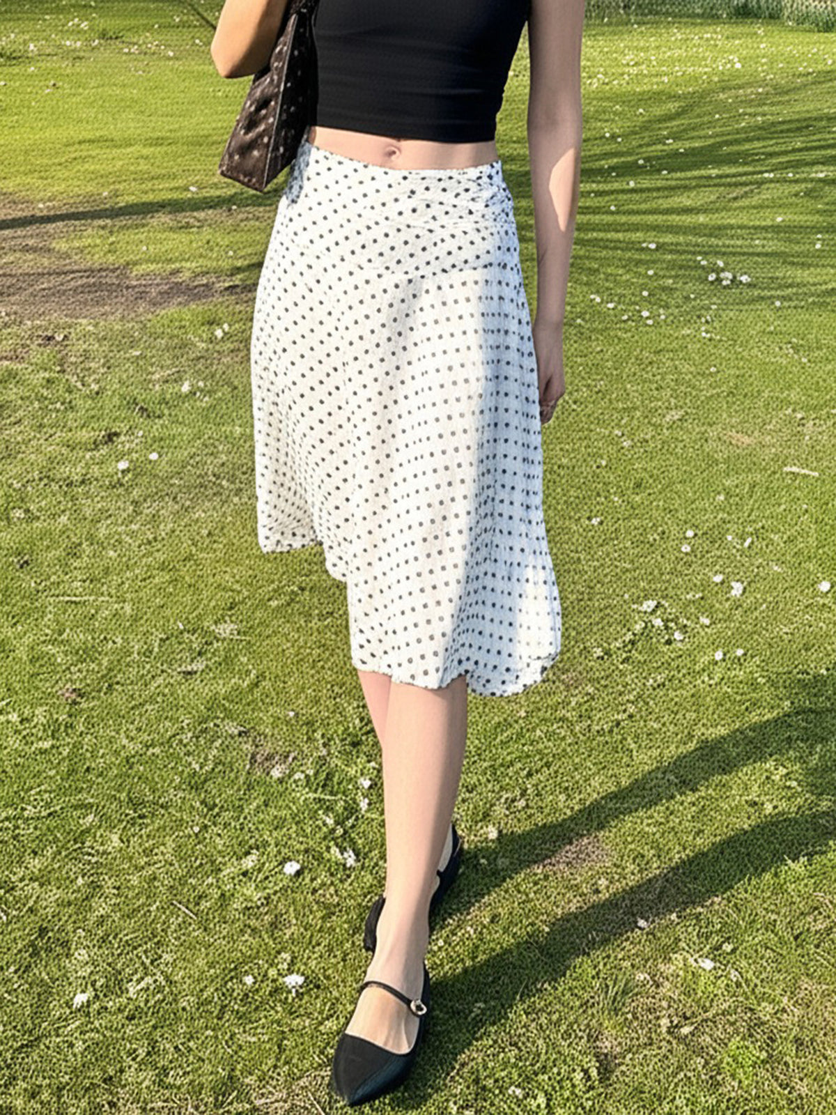 Y2K Low Rise Polka Dot Ruffle A-Line Mini Skirt