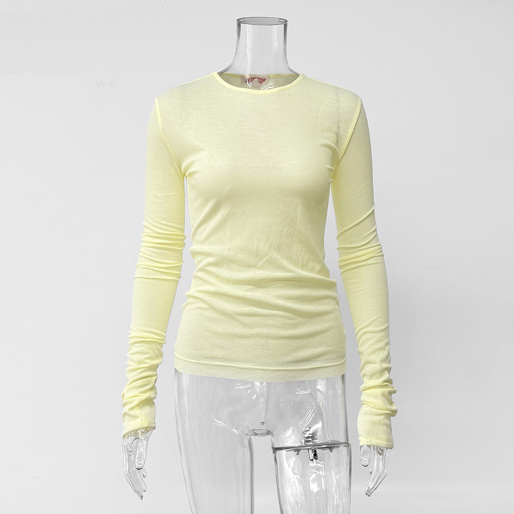 Women's Fitted Sheer Long Sleeve Layering Top