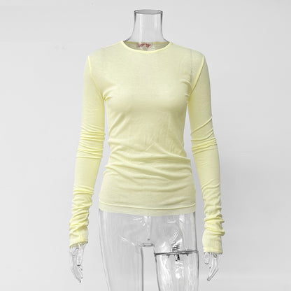 Women's Fitted Sheer Long Sleeve Layering Top