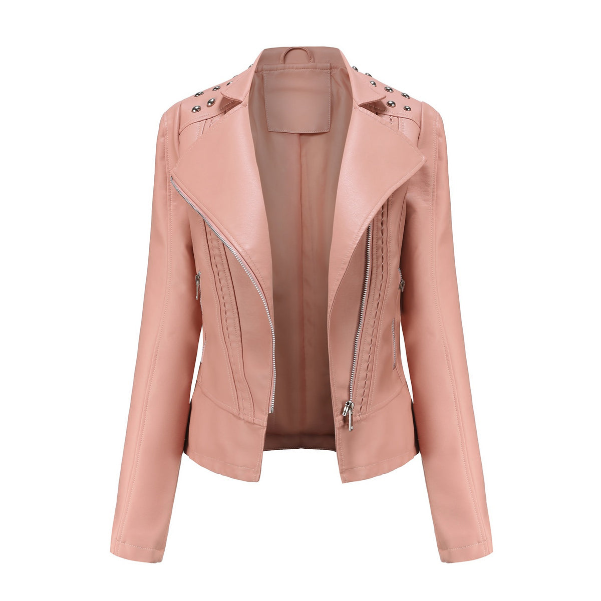 Women's Studded Faux Leather Moto Jacket