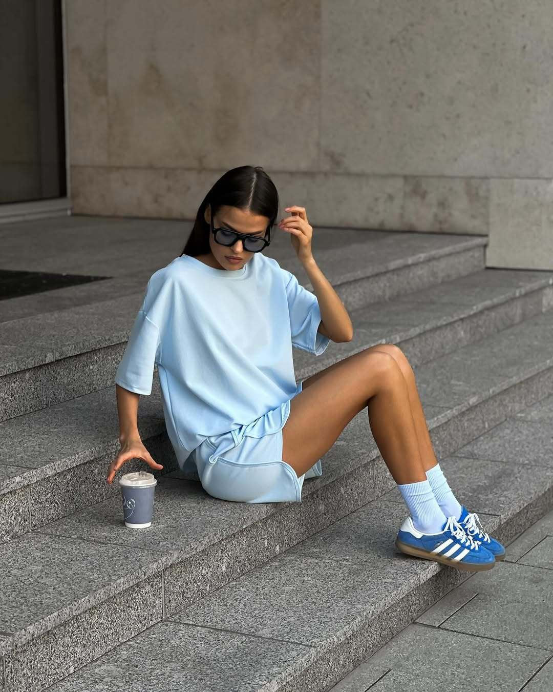 Cotton Two Piece Set T Shirt Shorts Casual Lounge Outfit