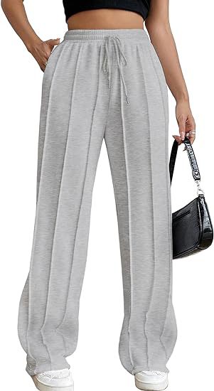 High Waist Cotton Wide Leg Drawstring Pants