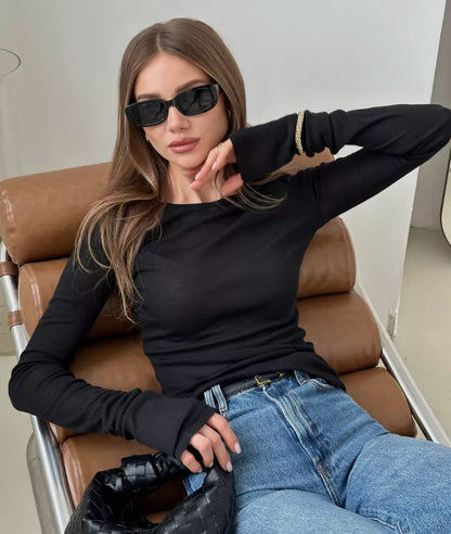 Women's Fitted Sheer Long Sleeve Layering Top