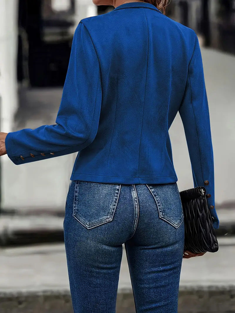 Women's Vintage Suede Jacket Double Breasted Long Sleeve