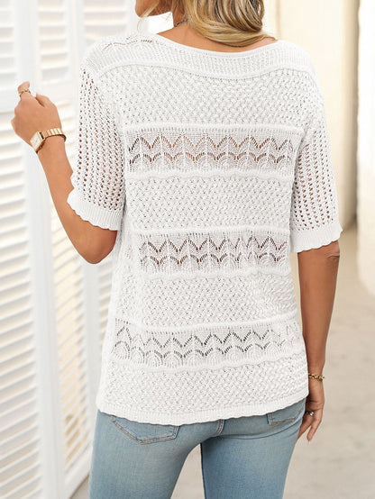 Cross-Border Sexy Hollow Knit Crochet Top