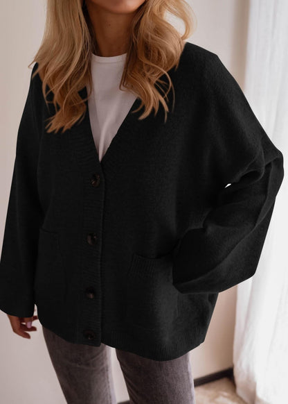 Women’s V Neck Button Knit Cardigan Oversized Sweater