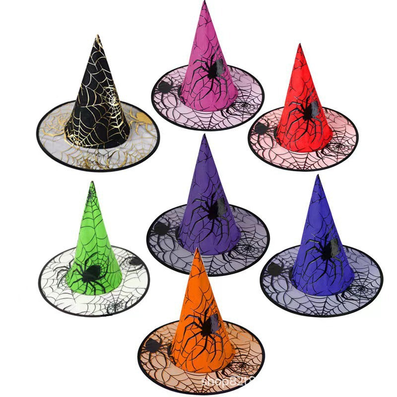 Halloween Witch Hat with Spiderweb Foil for Costumes
