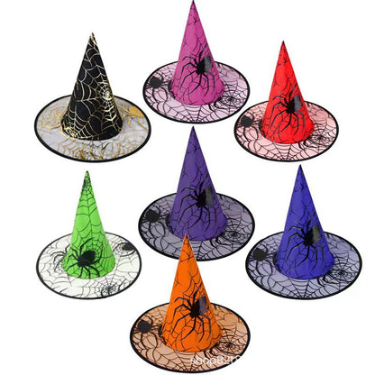 Halloween Witch Hat with Spiderweb Foil for Costumes