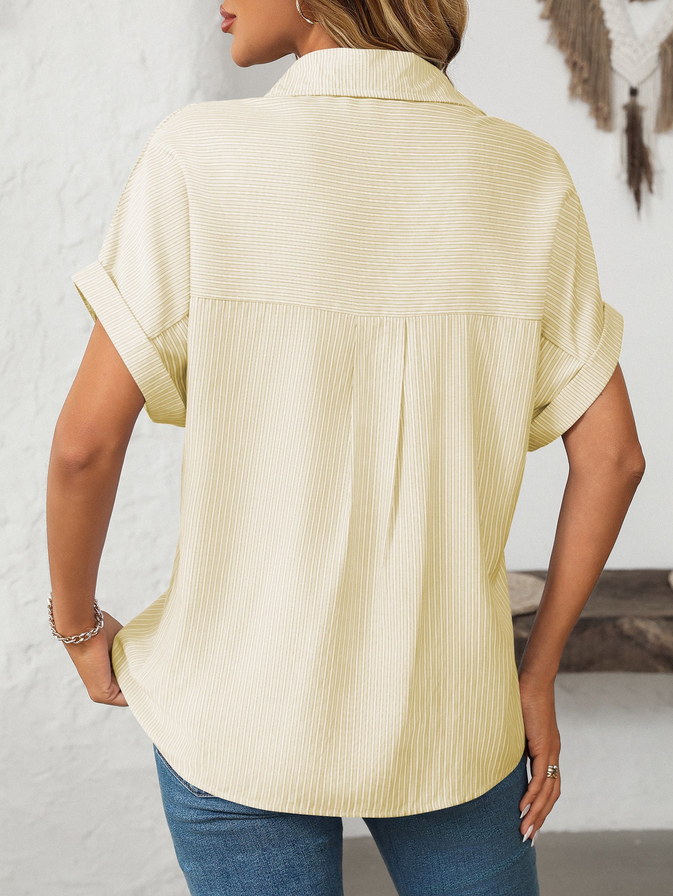 Loose Striped Short-Sleeve Shirt