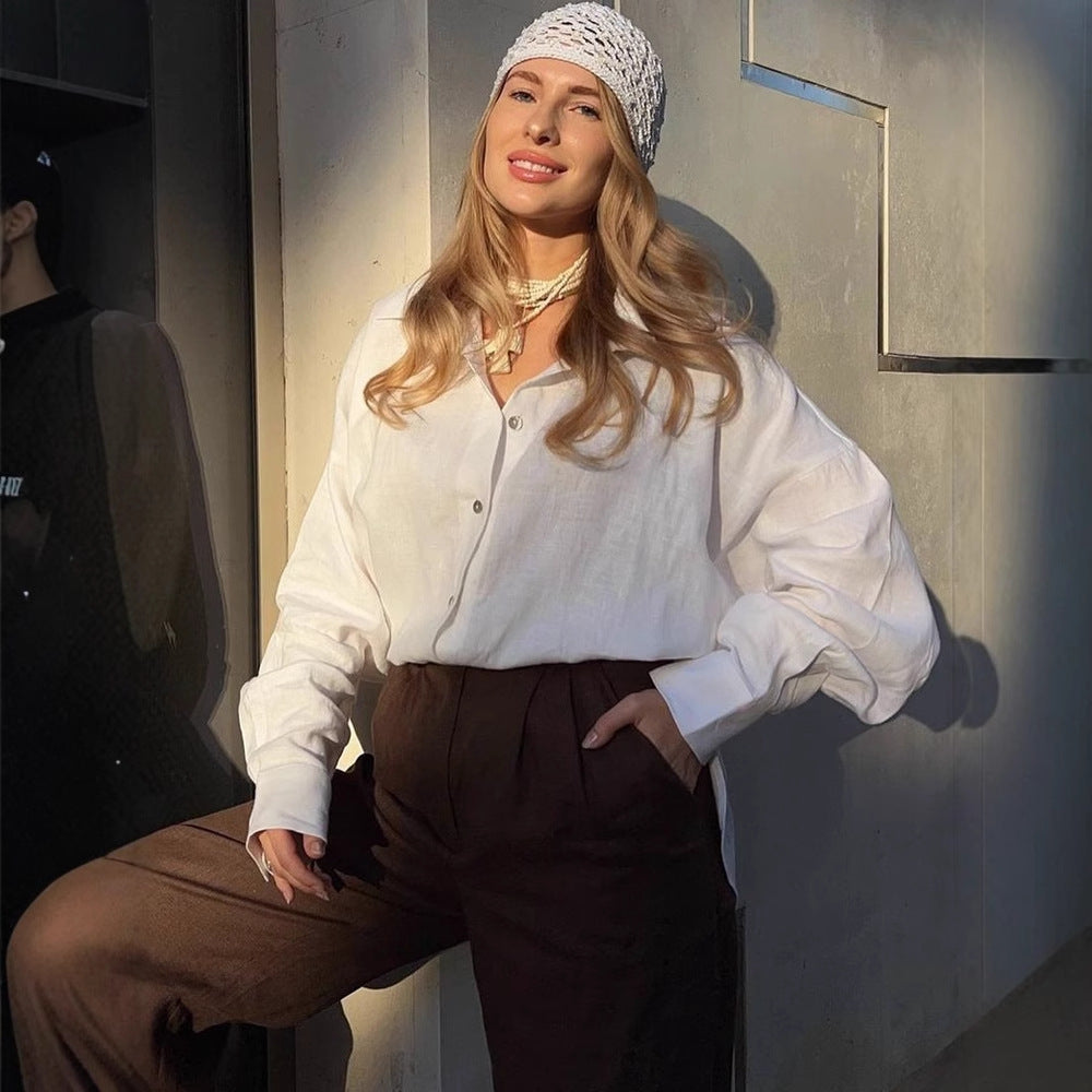 Women's Oversized Button Down Shirt Long Sleeve Blouse