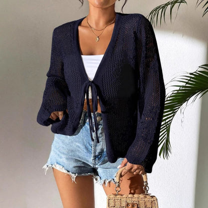 Women Crochet Knit Cardigan Boho Hollow Out Beach Cover Up
