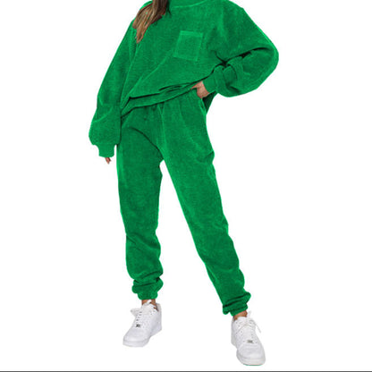 Women's Oversized Corduroy Matching Set Sweatshirt Joggers