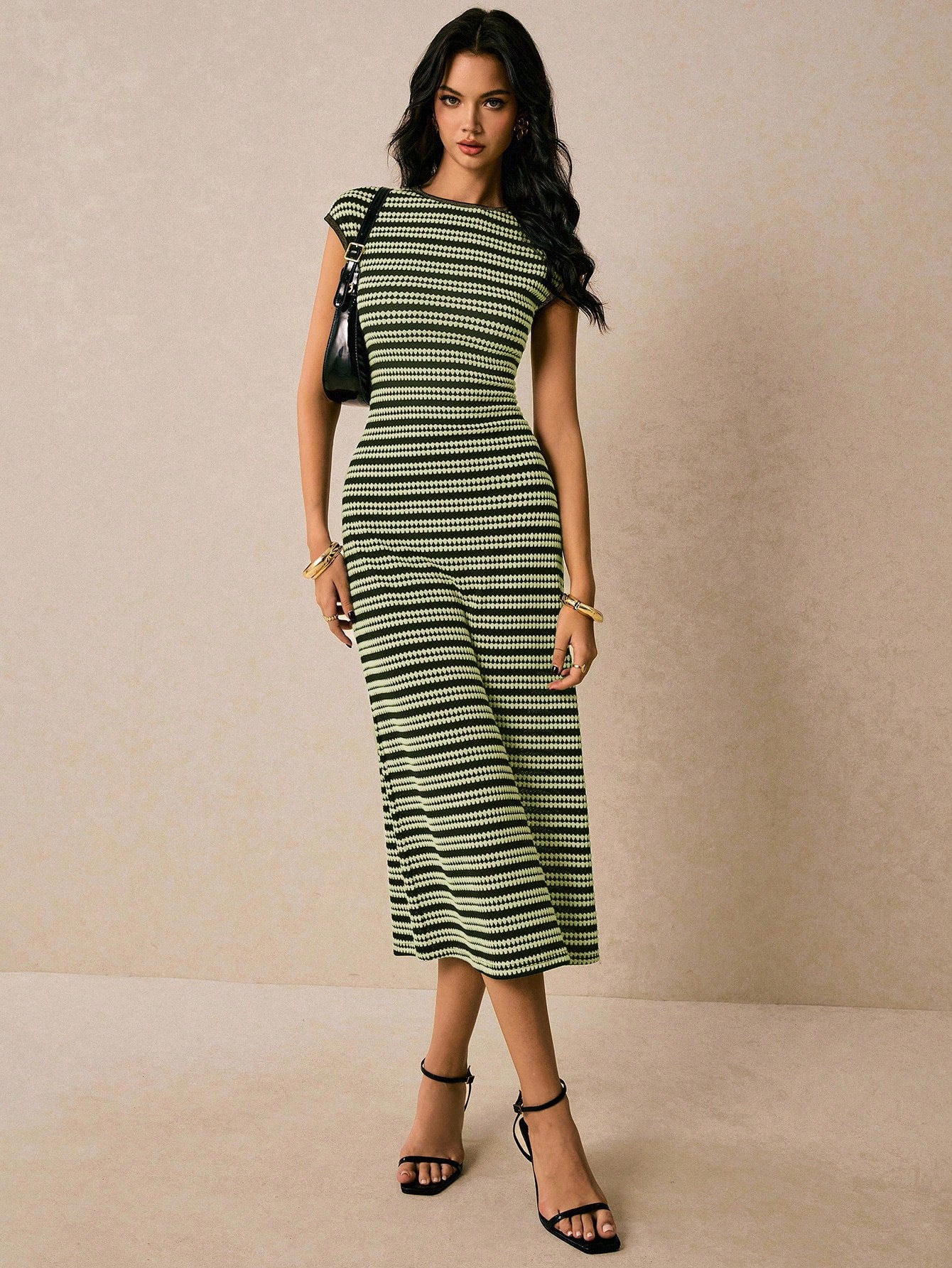 Striped Knit Bodycon Maxi Dress Casual Summer Outfit