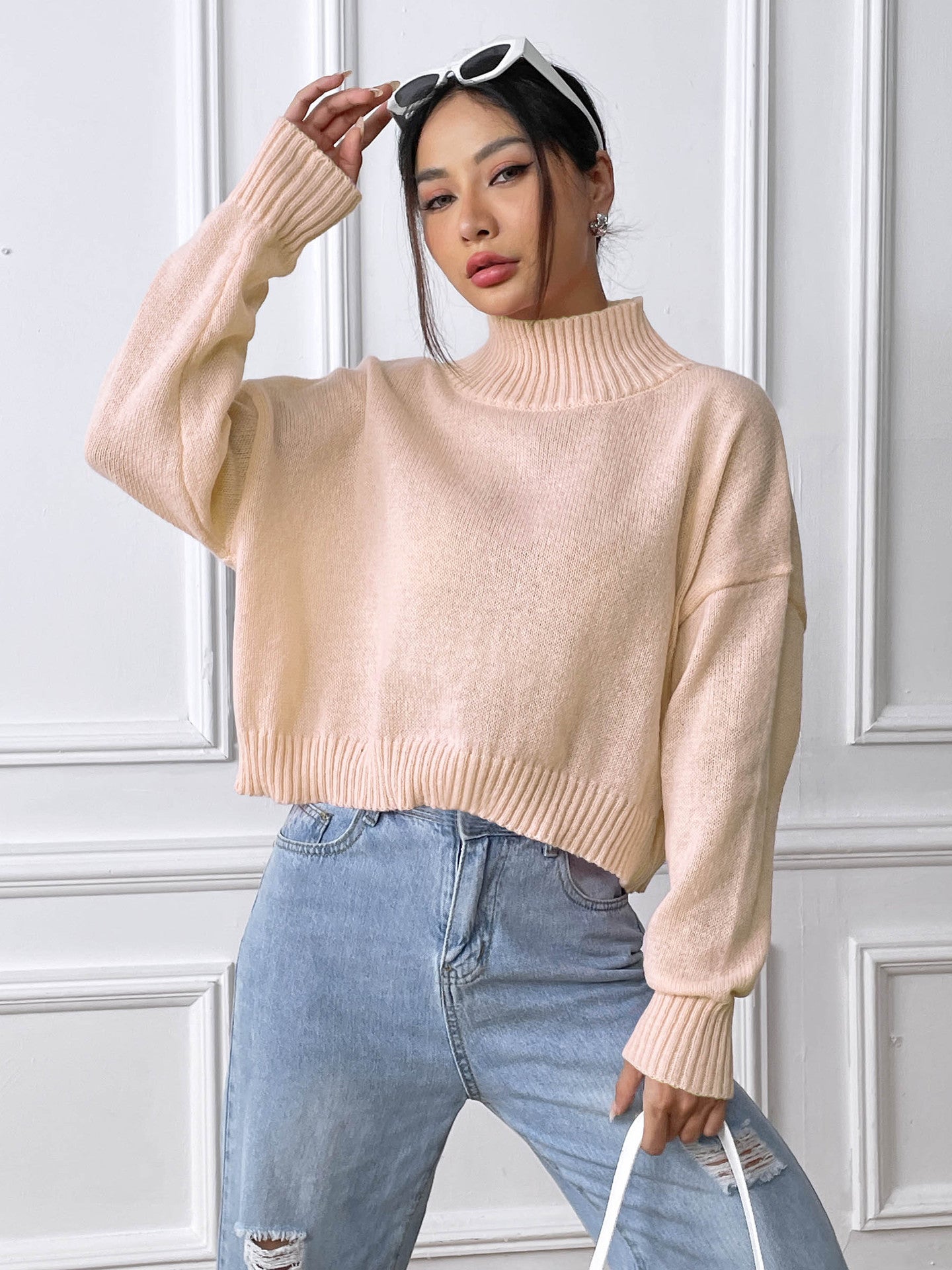 Women's Turtleneck Pullover Solid Color Loose Casual Bottoming Shirt