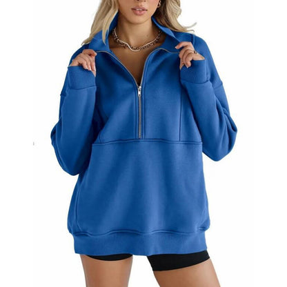 Women's Oversized Half Zip Fleece Pullover Sweatshirt