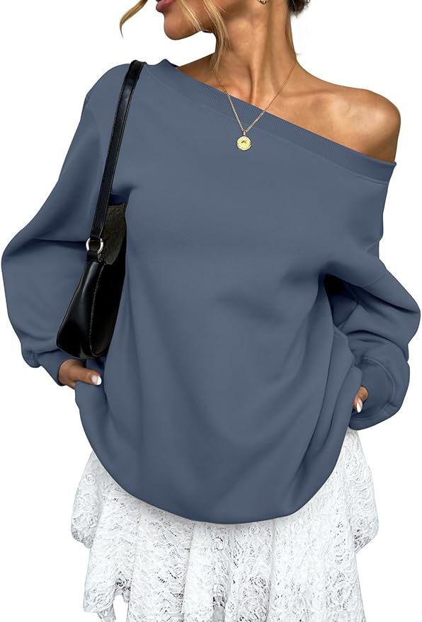 Off Shoulder Sweatshirt Women Oversized Casual Pullover