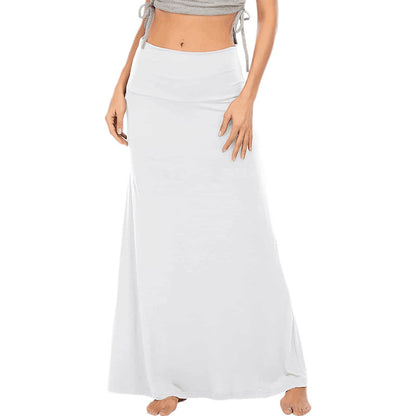 Women's Cotton High Waist Maxi Skirt Solid Casual