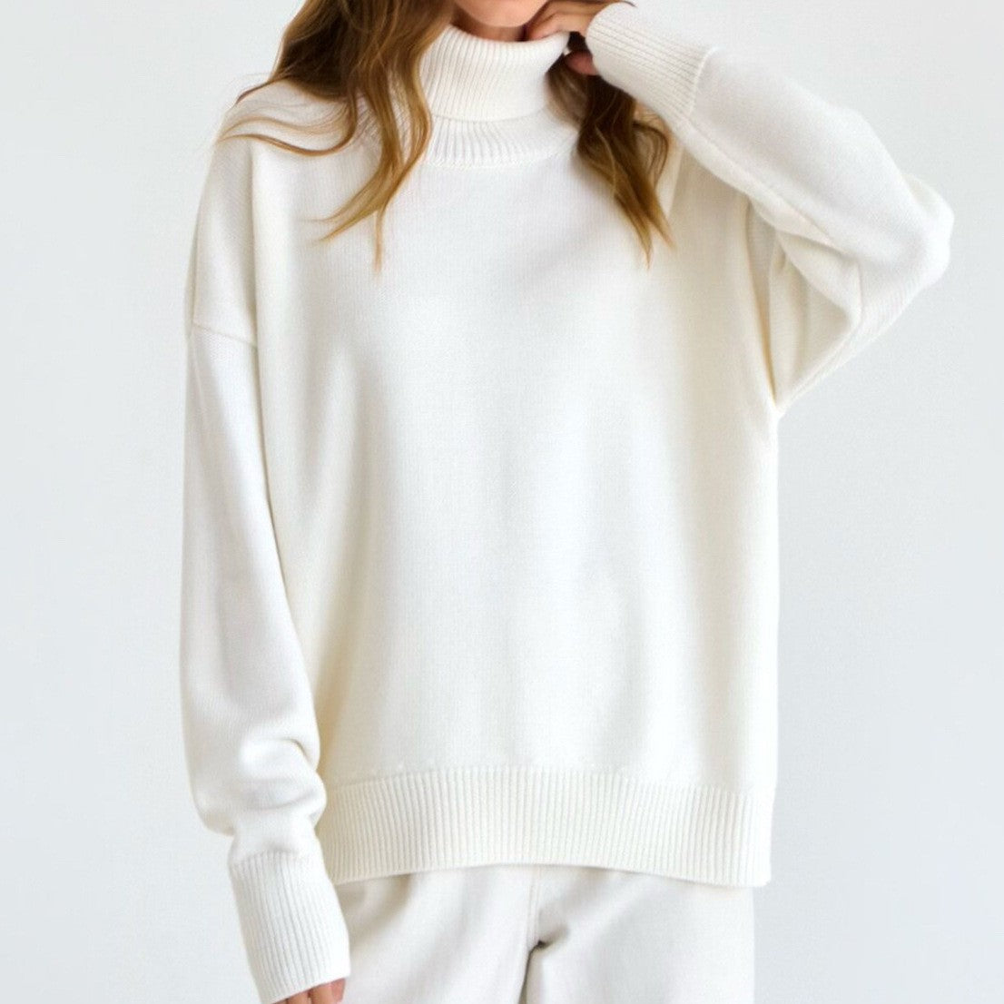 Women's Oversized Turtleneck Sweater Casual Knit Pullover