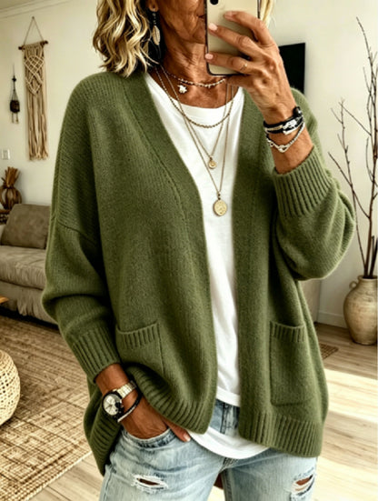 Women's Cozy Oversized Cardigan Open Front with Pockets