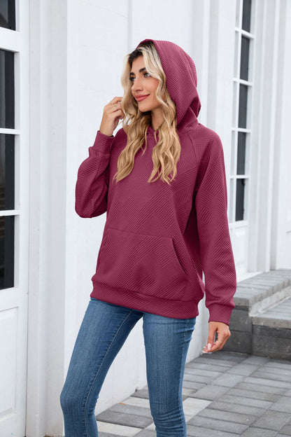 Women's Oversized Textured Hoodie Pullover with Pocket