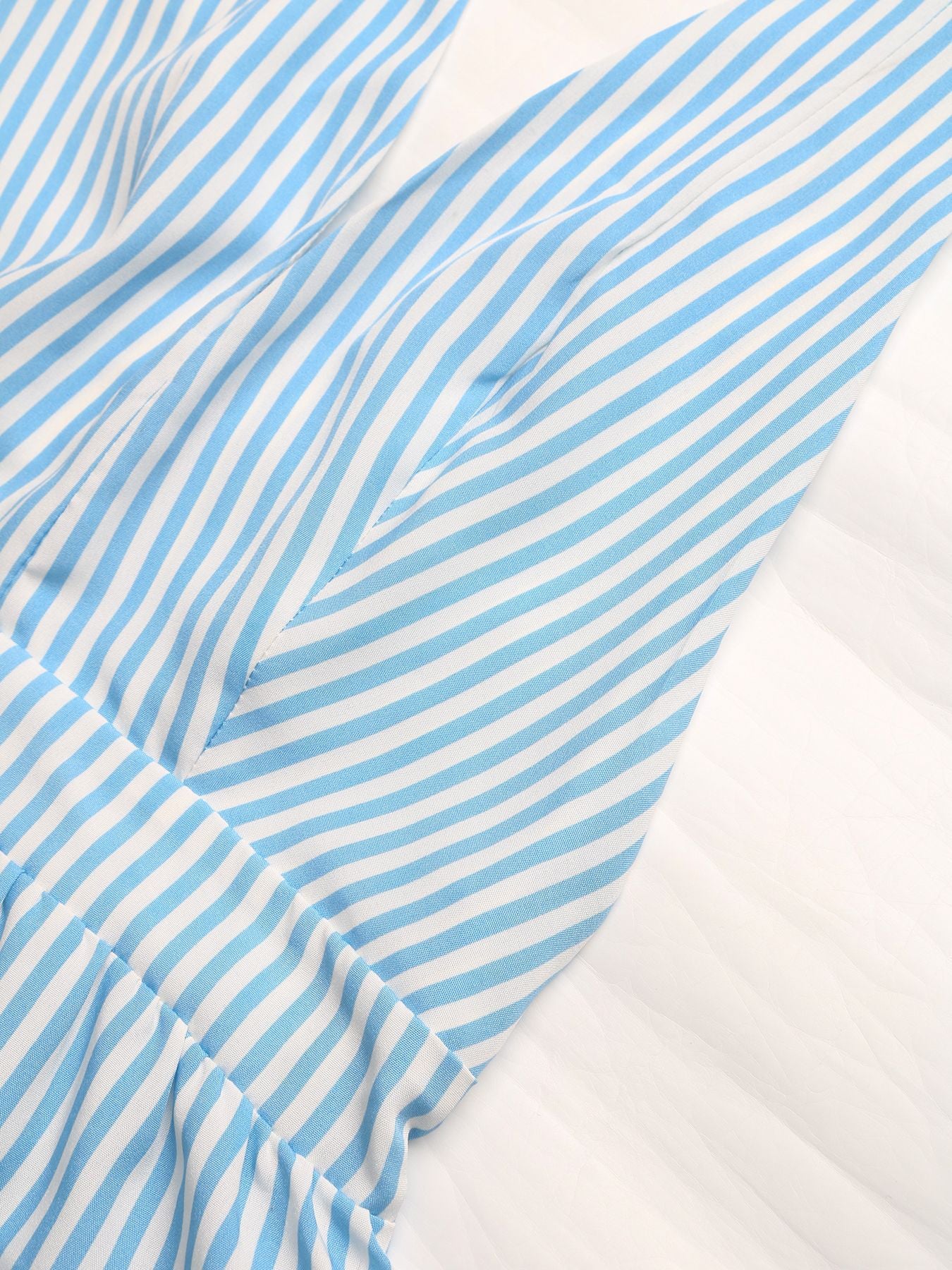 Striped V Neck Romper Backless Summer Vacation Outfit