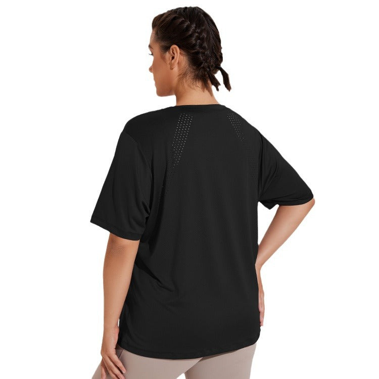 Puls Large Size Mesh Loose Round Neck Quick-drying Beautiful Back Yoga Sportswear