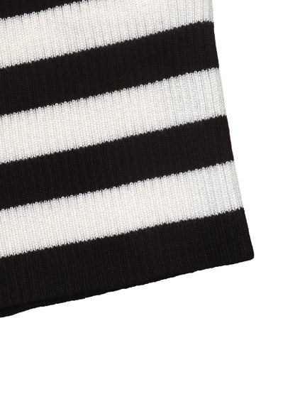 Women's Striped Boat Neck Long Sleeve Knit Sweater