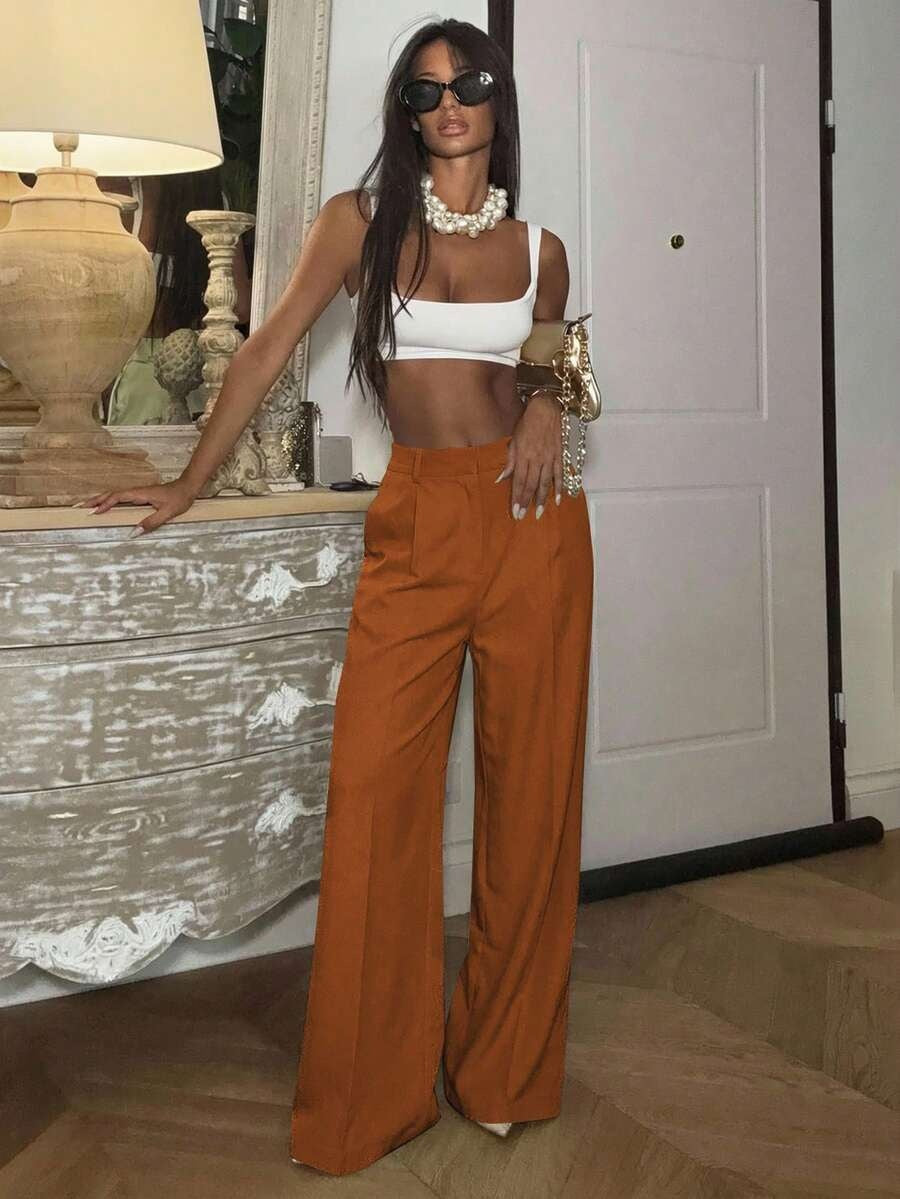 High Waisted Wide Leg Dress Pants Casual Work Trousers