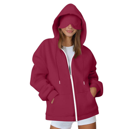 Oversized Zip Up Hoodie Women with Pockets