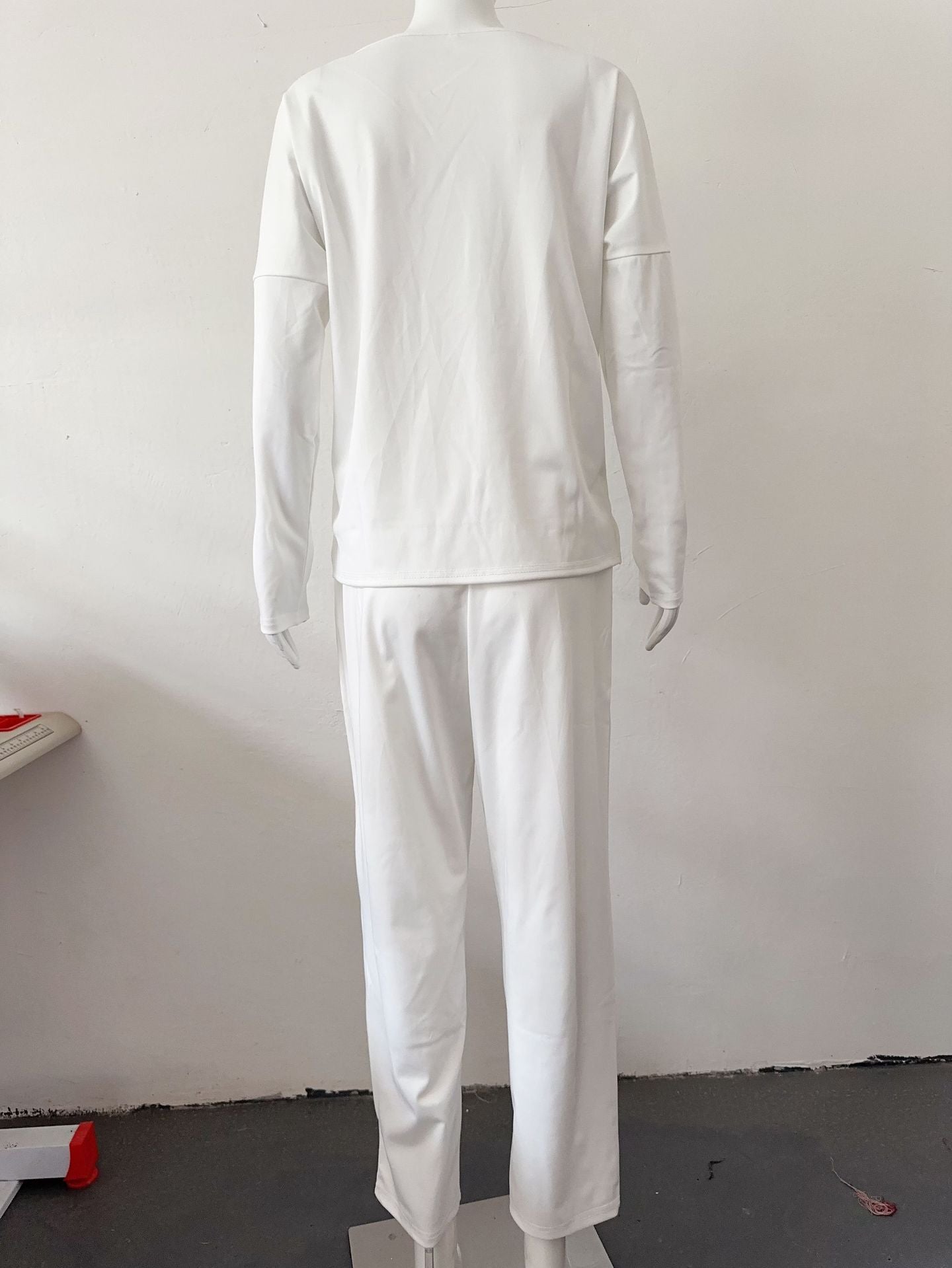Womens Casual Two Piece Set Long Sleeve Top Pants Pockets