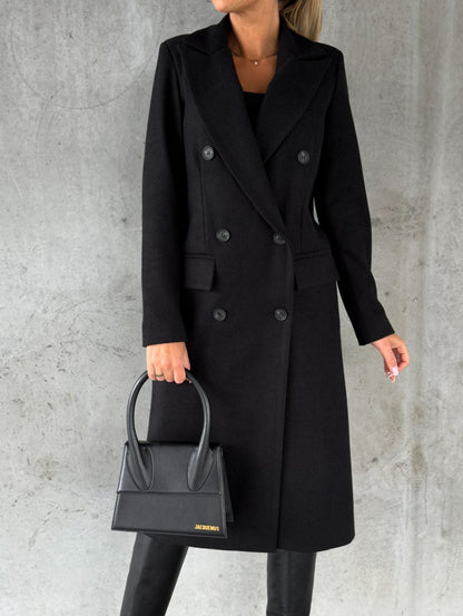 Women's Double Breasted Long Coat Fall Winter