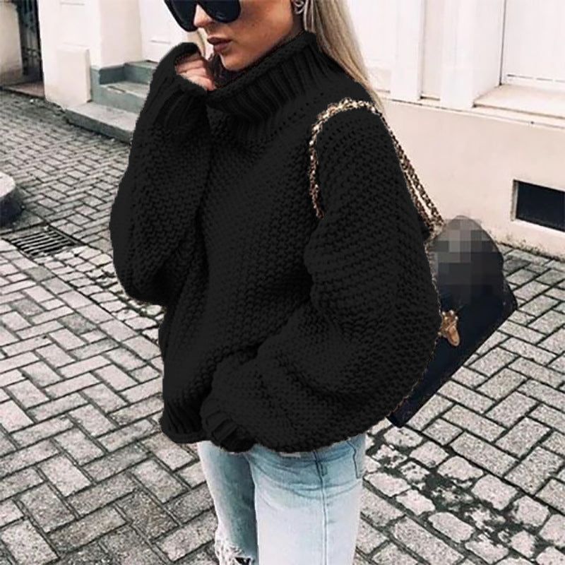Women's Chunky Oversized Turtleneck Batwing Sweater