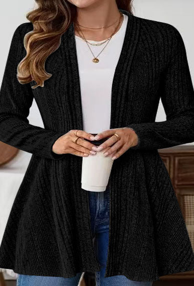 Women's Open Front Long Sleeve Knit Long Cardigan