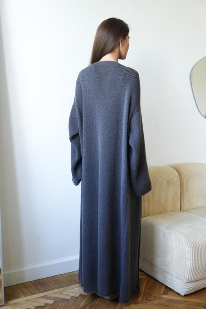 Oversized Mohair Knit Long Cardigan Open Front Sweater