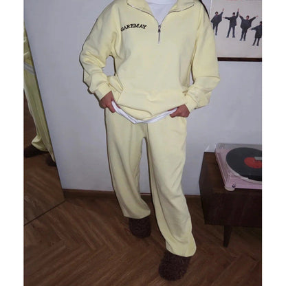 Women's Embroidered Quarter Zip Sweatsuit Jogger Set