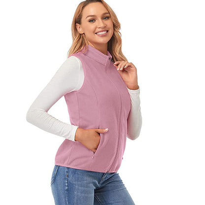 Women's Fleece Vest Zip Up Lightweight with Pockets