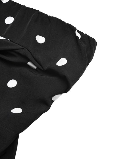 Women’s Polka Dot Strapless Wide Leg Jumpsuit