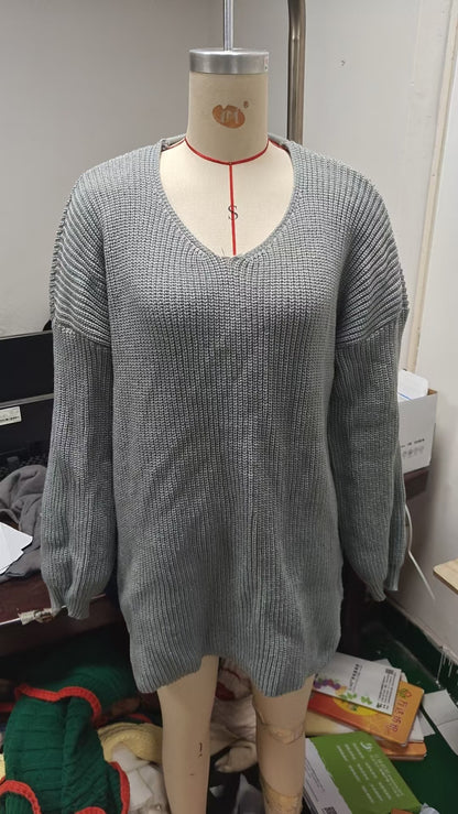 Women's Off Shoulder Chunky Knit Oversized Sweater Dress